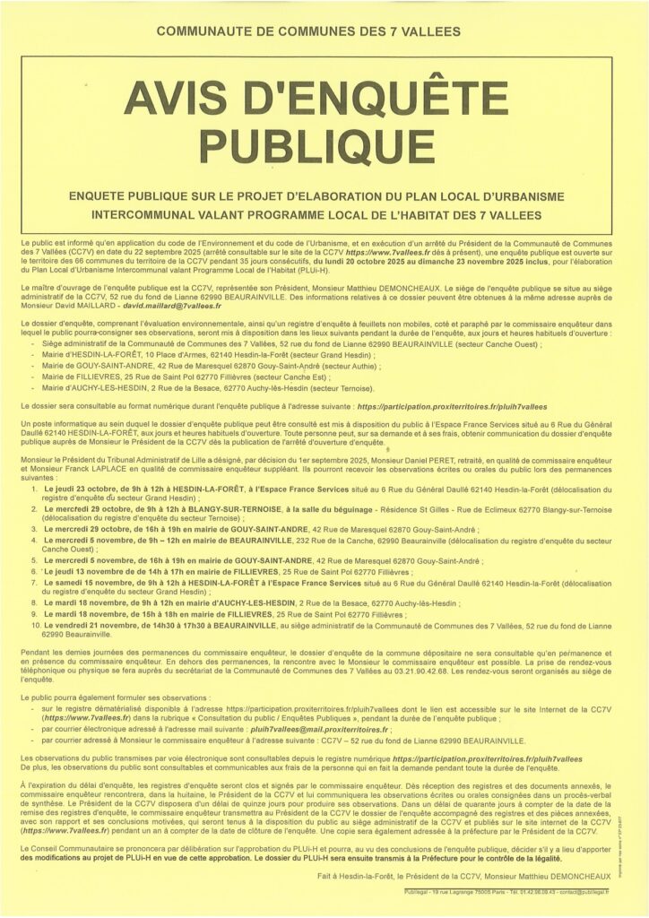 Enquête publique PLUi-H CC7V